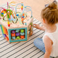 Teamson Kids Preschool Play Lab 7-in-1 Large Wooden Activity Cube Station Center Bead Maze and Counting for Kids Baby Toys, Natu