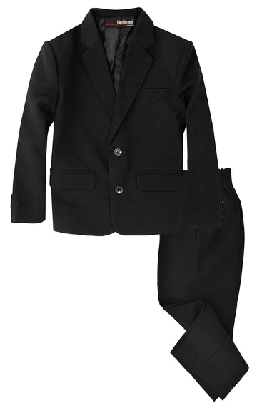 G218 Boys 2 Piece Suit Set Toddler To Teen (2/2T, Black)