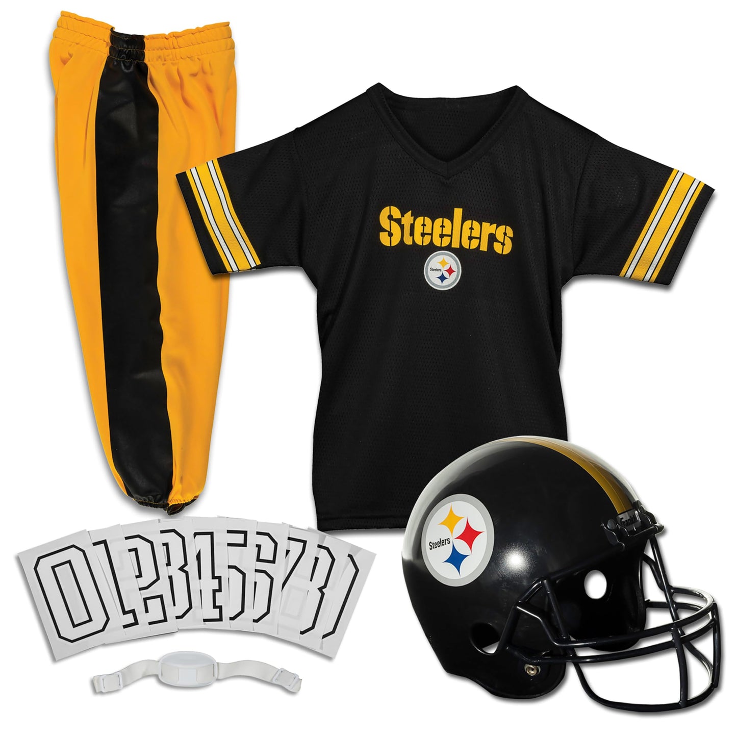 Franklin Sports Pittsburgh Steelers Kids Football Uniform Set - NFL Youth Football Costume for Boys & Girls - Set Includes Helme