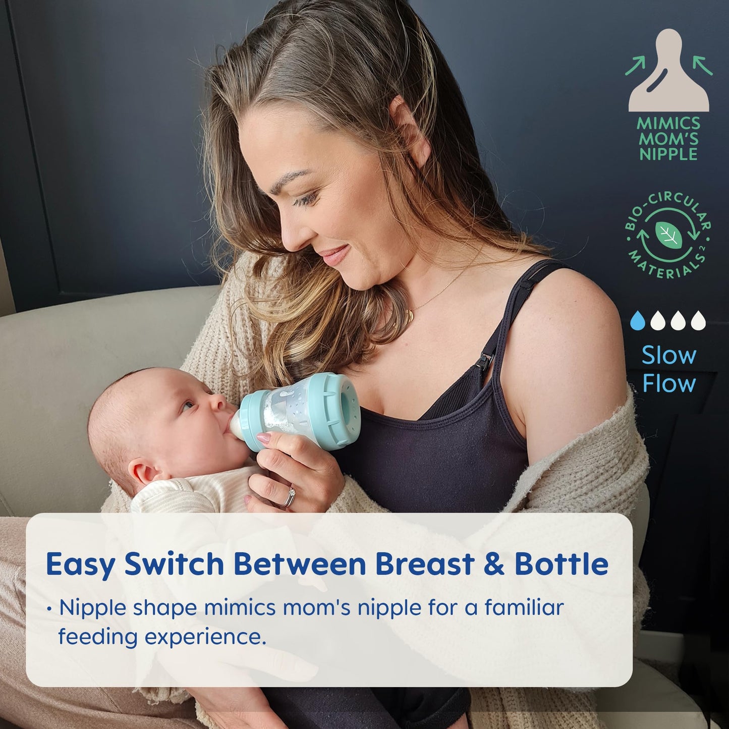 Mam Easy Start Anti Colic Baby Bottle, Easy Switch Between Breast And Bottle, Reduces Air Bubbles, 3 Pack, Newborn, Boy, Turquoi