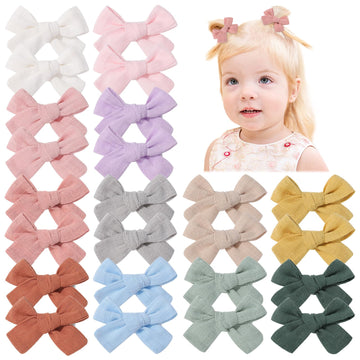 jollybows Mini Lined Hair Clips Bows for Babies, Infants, Toddlers, Girls and Teens - 24pcs 2 Tiny Barrettes