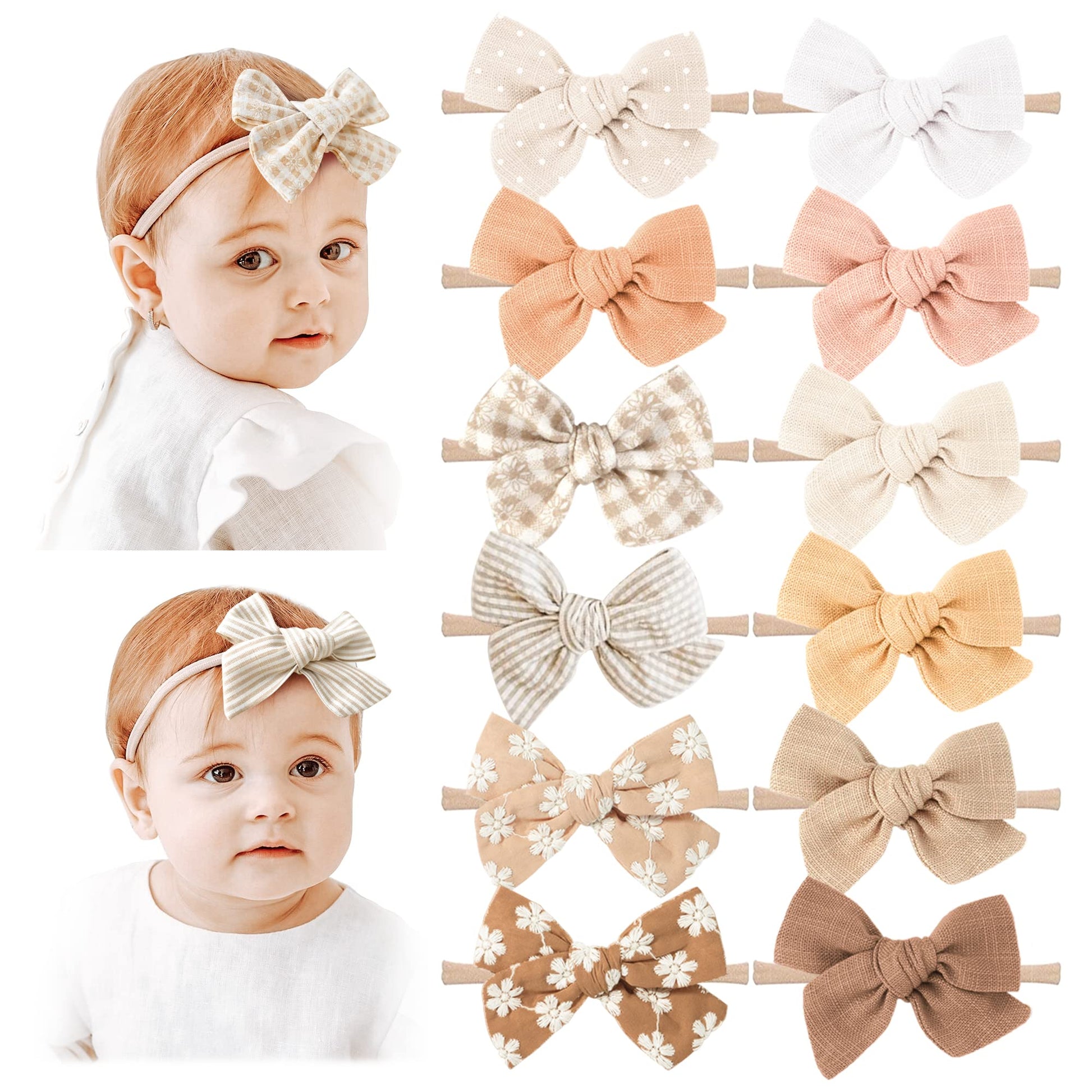 Niceye Baby Girl Bows And Headbands, Stretchy Nylon Hairbands Hair Bows For Newborns, Infants, Toddlers - Handmade Baby Hair Acc