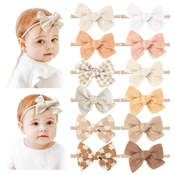 Niceye Baby Girl Bows And Headbands, Stretchy Nylon Hairbands Hair Bows For Newborns, Infants, Toddlers - Handmade Baby Hair Acc