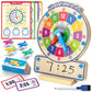 Coogam Wooden Clock Teaching Time Toy, Analog Digital Clock with Fly-Telling Time Board Game, Montessori Time Learning Education