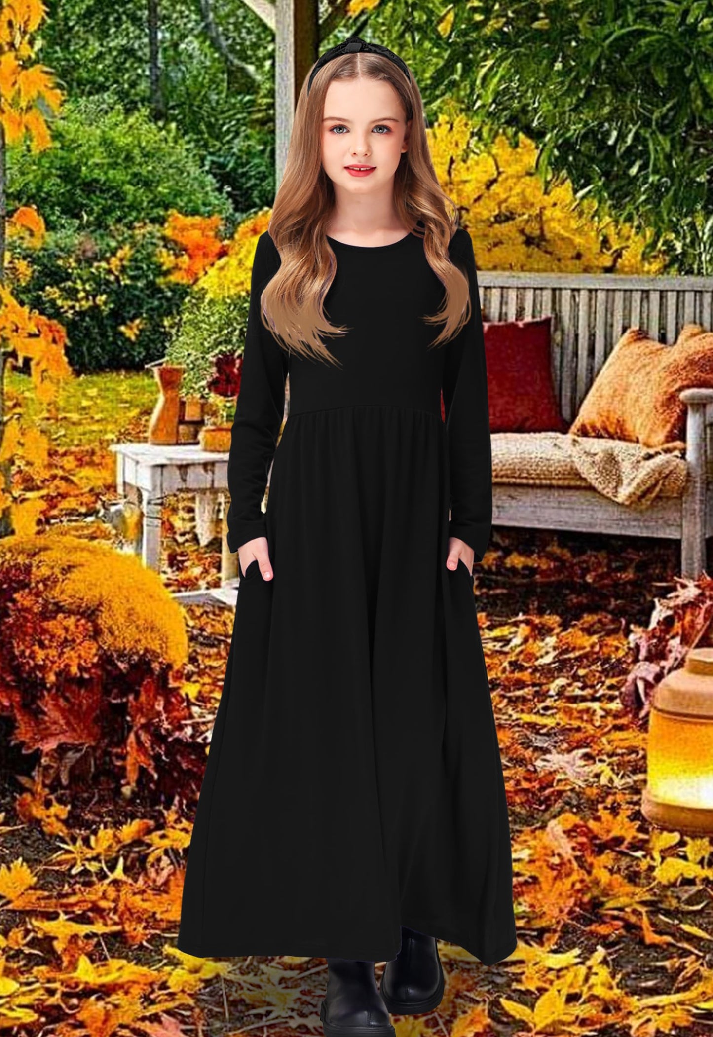 Kids Halloween Dress Girls Pumpkin Print Cute Orange Jack O Lantern Dress 13-14 Years