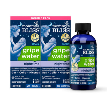 Mommy'S Bliss Gripe Water Night Time, Relieves Stomach Discomfort From Gas, Colic, Fussiness, & Hiccups, Gentle & Safe, For Infa