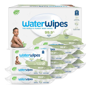 Waterwipes Plastic-Free Textured Clean, Toddler & Baby Wipes, 99.9% Water Based Wipes, Unscented & Hypoallergenic For Sensitive