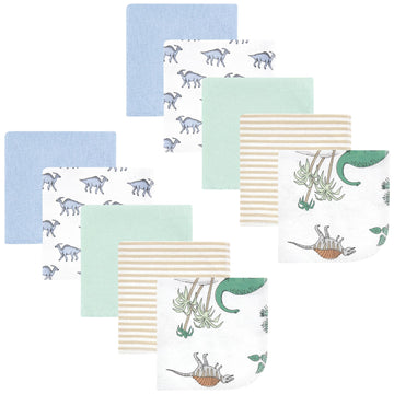 Hudson Baby Unisex Baby Flannel Washcloths, Boy Dino World 10Pk, One Size