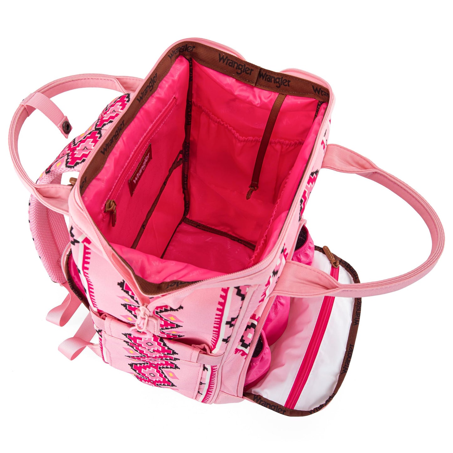 Wrangler Aztec Backpack Organized Daypack Travel Baby Bag With Stroller Strap And Side Bottle Pockets Wg2204-9110Pk