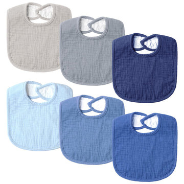Poikshark 6-Pack Muslin Baby Bibs For Unisex Boys Girls, Solid Colors, Drooling And Teething Bibs For Infant, Newborn, Soft Cott