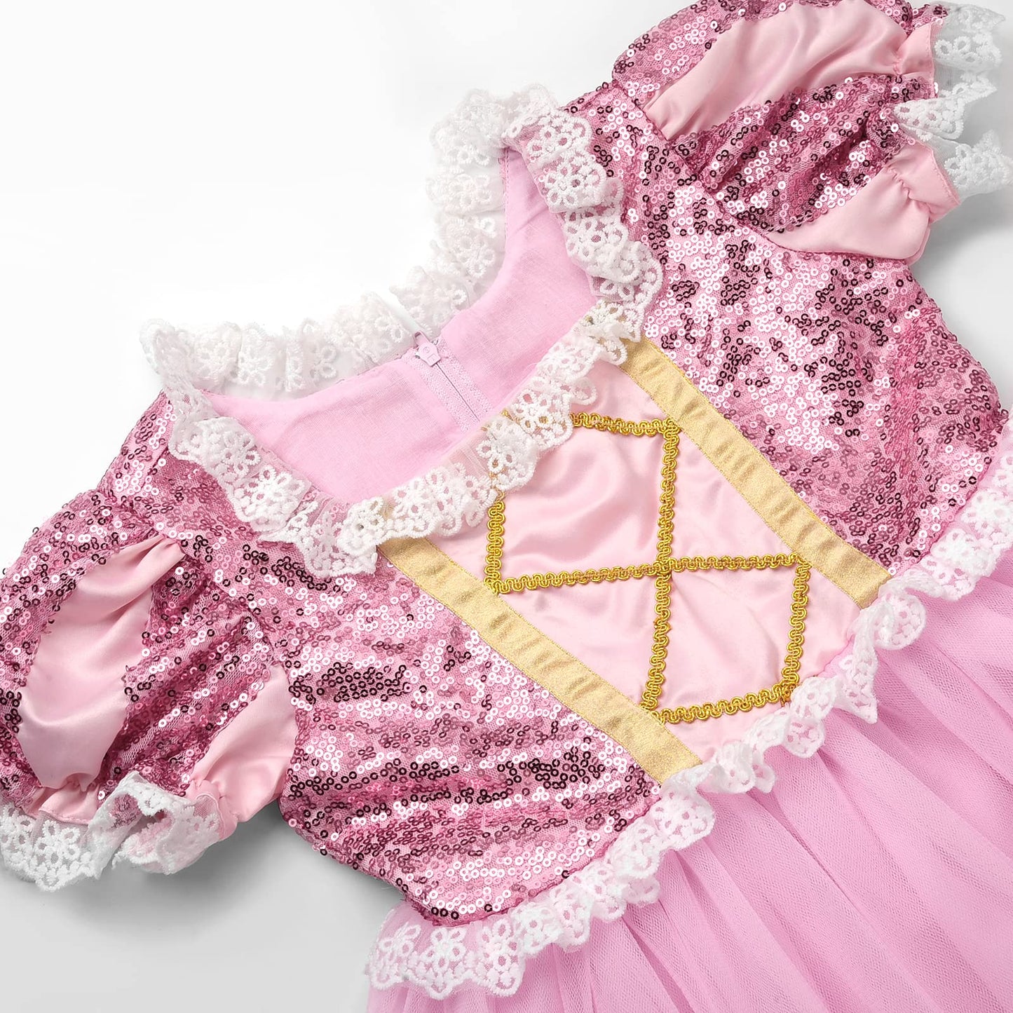 Jerrisapparel Girls Princess Costume Birthday Party Cosplay Purple Dress With Accessories (Pink With Accessories, 7)