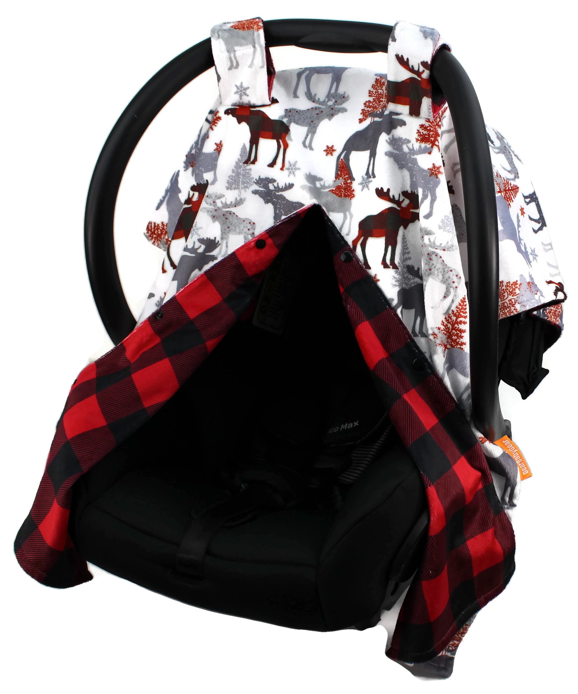 Dear Baby Gear Car Seat Canopy - Unisex Infant Car Seat Cover - Soft and Breathable Fabric - Fits Most Carseats - Winter Moose/R
