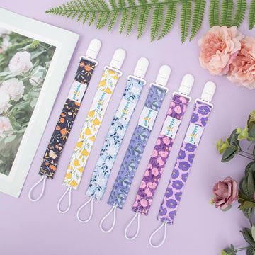 Babygoal Floral Pacifier Clips, 6 Pack Binky Paci Holder And Leash For Boys And Girls Fits For Most Pacifier, Binkie Styles & Ba
