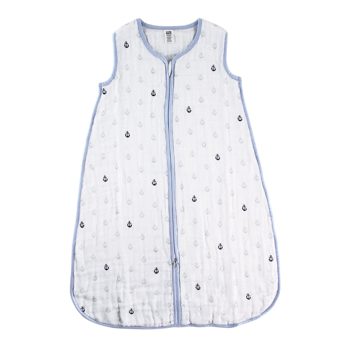 Hudson Baby Unisex Baby Muslin Cotton Sleeveless Wearable Sleeping Bag, Sack, Blanket, Anchor, 6-12 Months