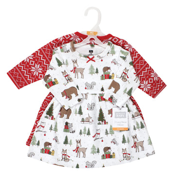 Hudson Baby Girls' Cotton Dresses, Christmas Forest, 6-9 Months