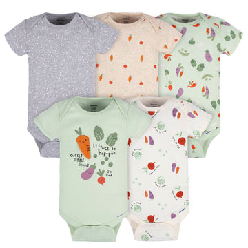 Gerber Unisex Baby 5-Pack Short Sleeve Variety Onesies Bodysuits Happy Veggies Newborn