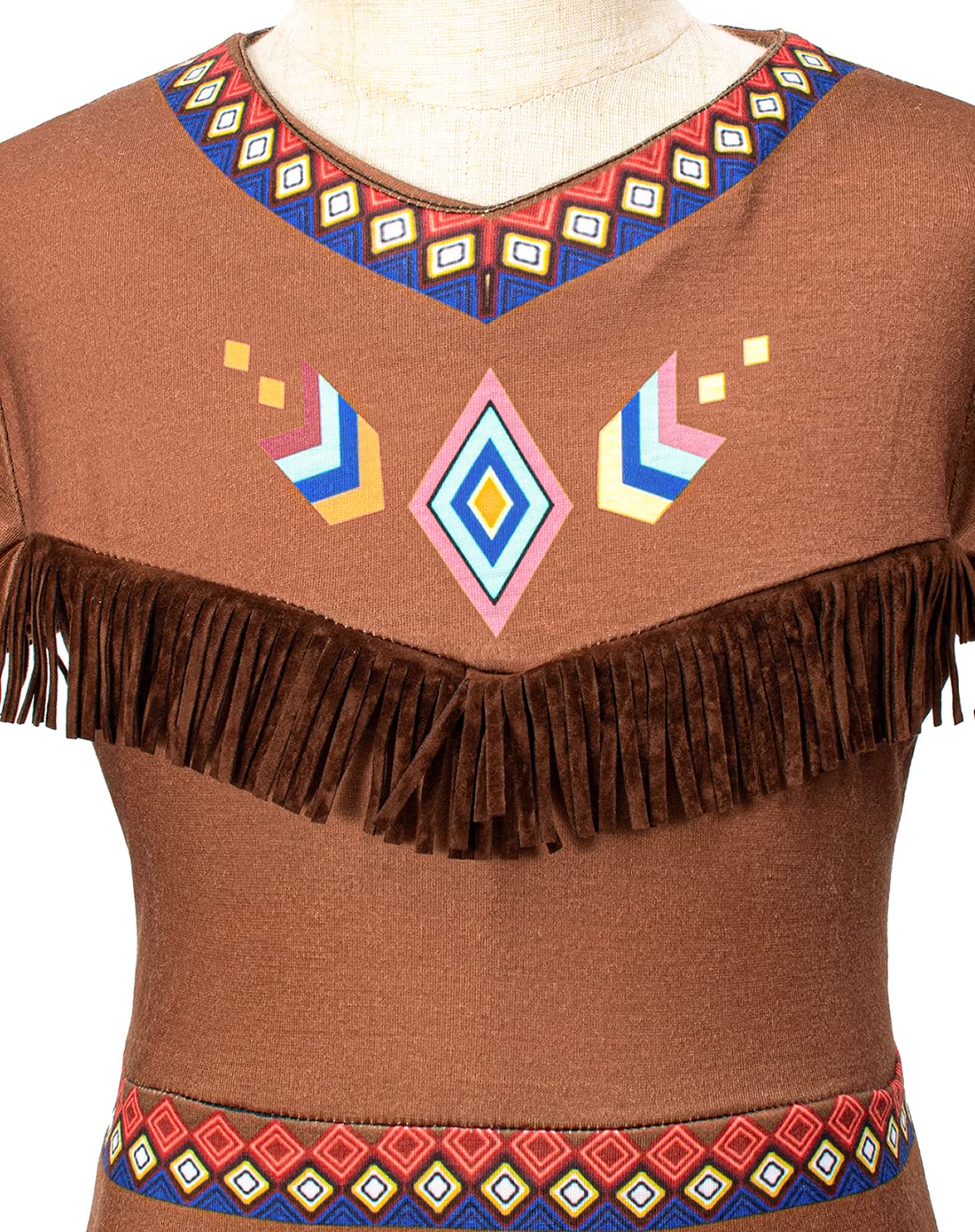 Native American Costume Girls Dress Indigenous American Indians Kids Cosplay 2-3T Brown