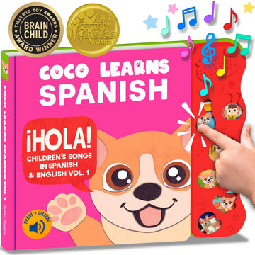 Coco Learns Spanish Vol. 1 | Musical Spanish Books for Kids 1-3, Spanish Toys for Babies & Toddlers 1-3, Baby & Toddler Spanish 
