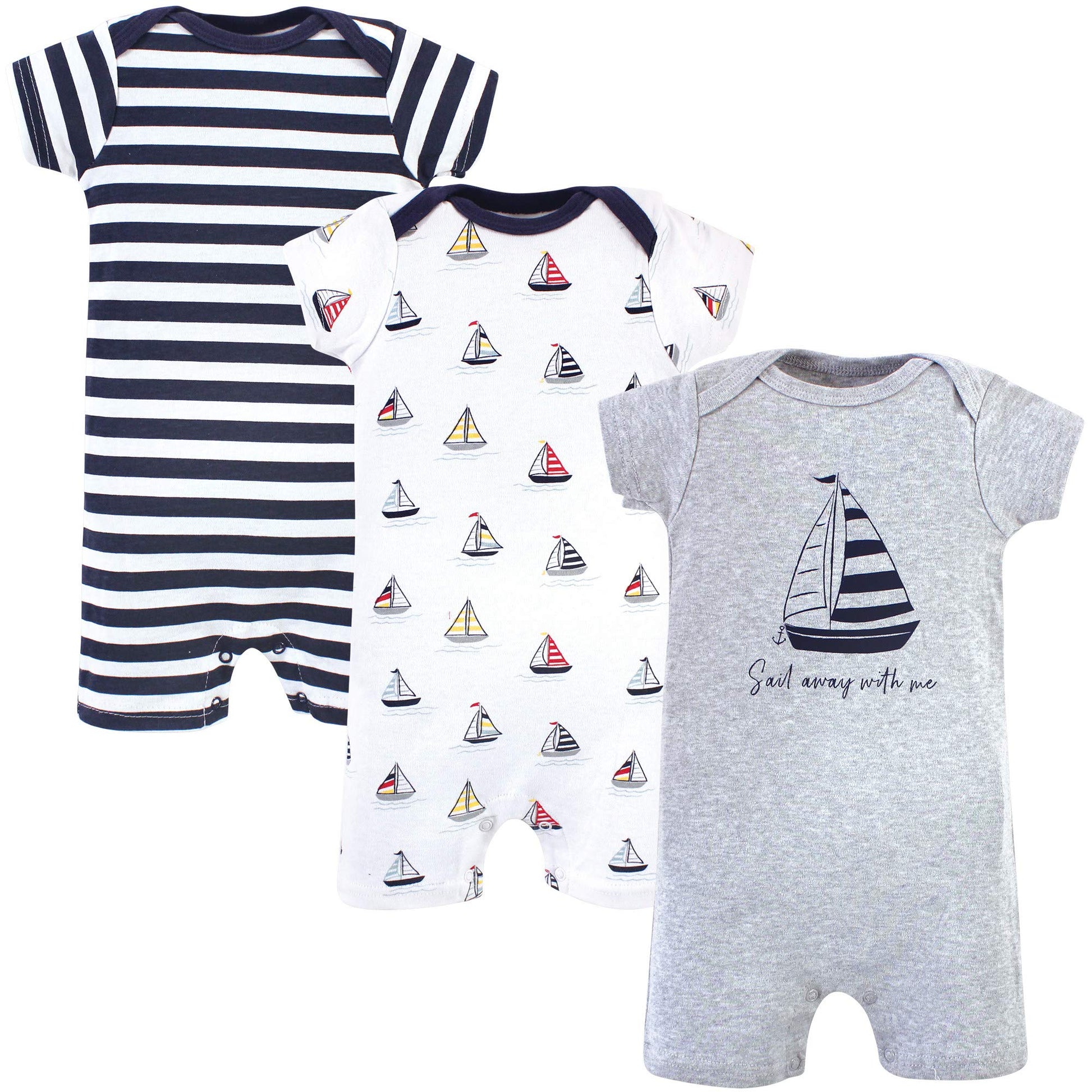 Hudson Baby Unisex Cotton Rompers, Sailboat, 3-6 Months