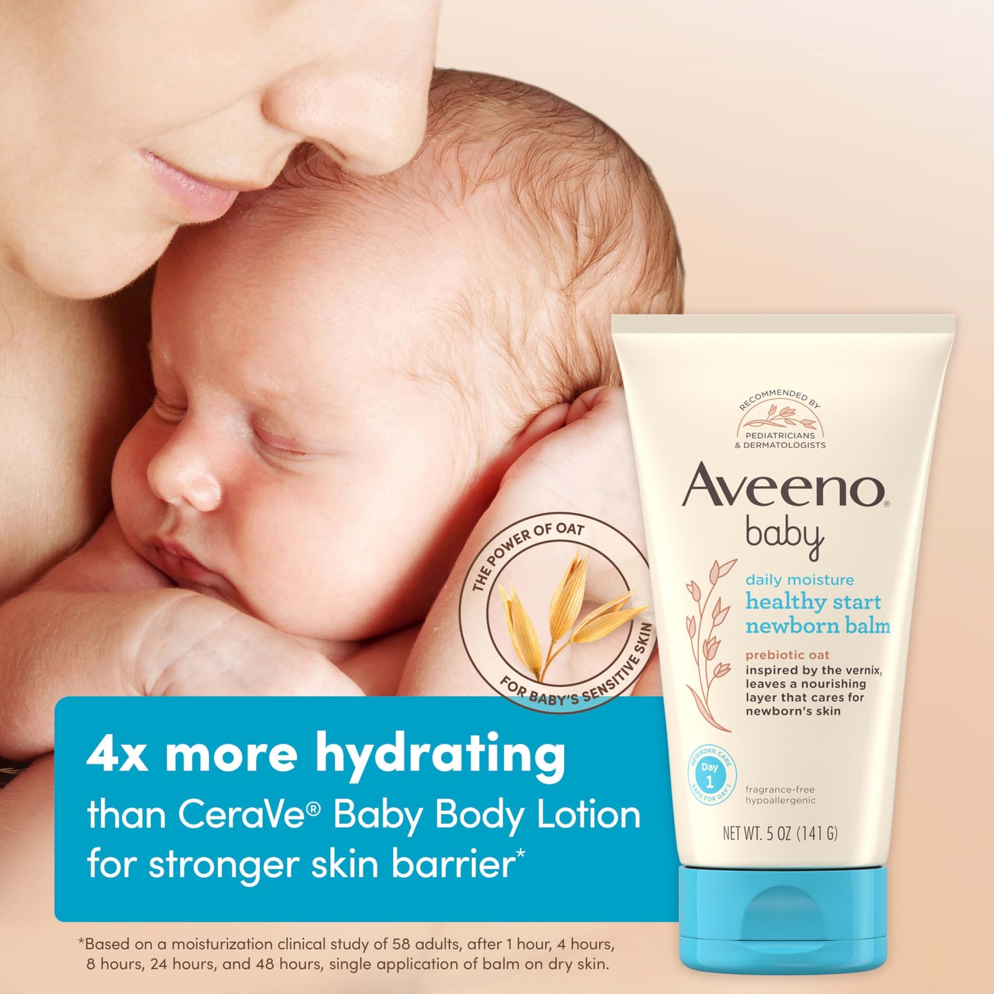 Aveeno Baby Healthy Start Nourishing Newborn Balm, Hypoallergenic Baby Skin Balm With Prebiotic Oat Leaves A Nourishing Layer To