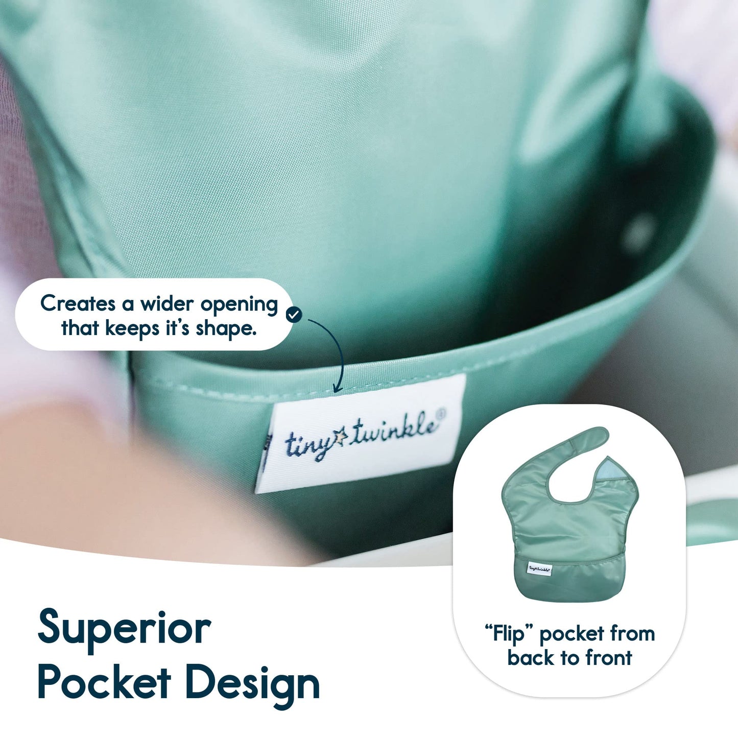 Tiny Twinkle Mess-Proof Baby Bib - Waterproof Bib For Baby Boy Or Girl - Machine Washable - Adjustable Closure - Pvc, Bpa, & Pht