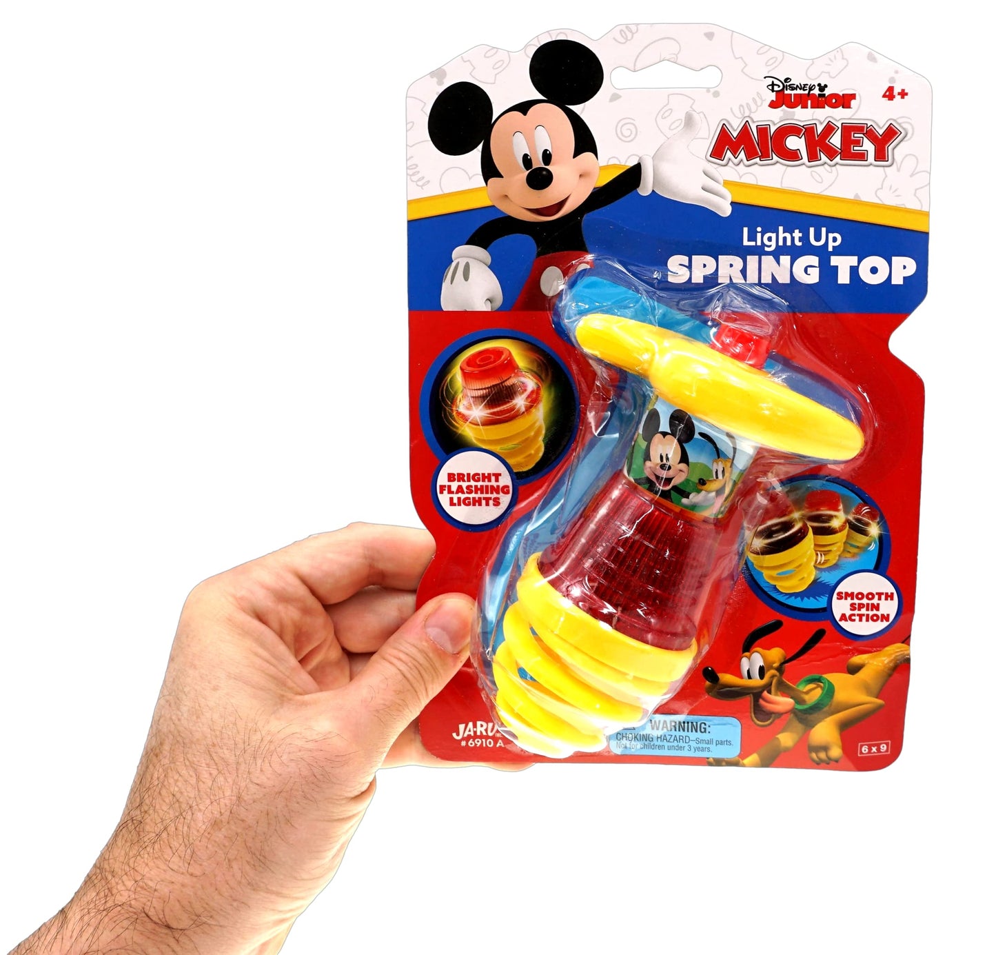 Ja-Ru Disney Mickey Mouse & Marvel Spiderman Light Up Spinner Toy (2 Units) Led Light Spring Spinning Tops For Kids. Classroom T
