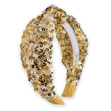 FROG SAC Sequin Knot Headband for Girls - Gold Knotted Head Bands for Kids, Sparkly Little Girl Headbands, Cute Tween Beaded Hai