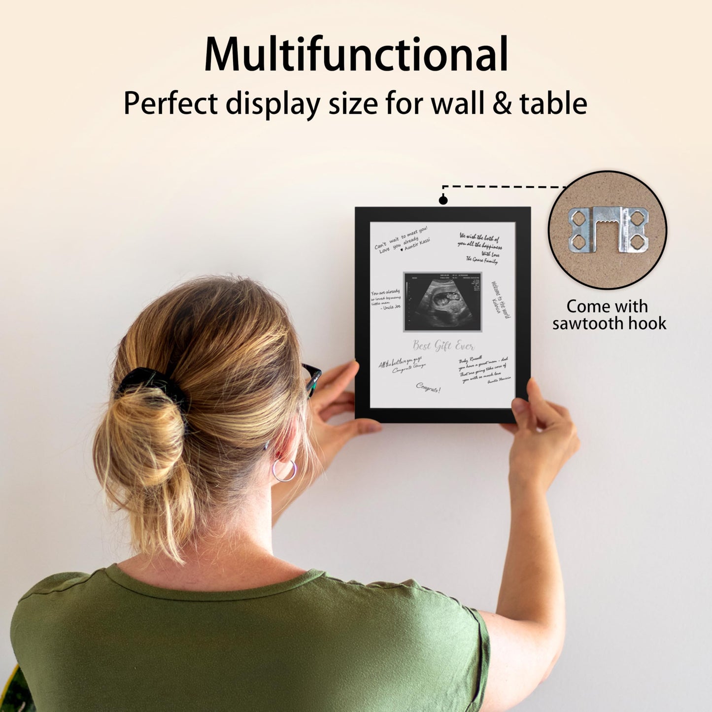 Hamuiers Sonogram Signature Frame Guest Book, Ultrasound Picture Keepsake Frame, Baby Shower Guest Book Alternatives, Gender Neu