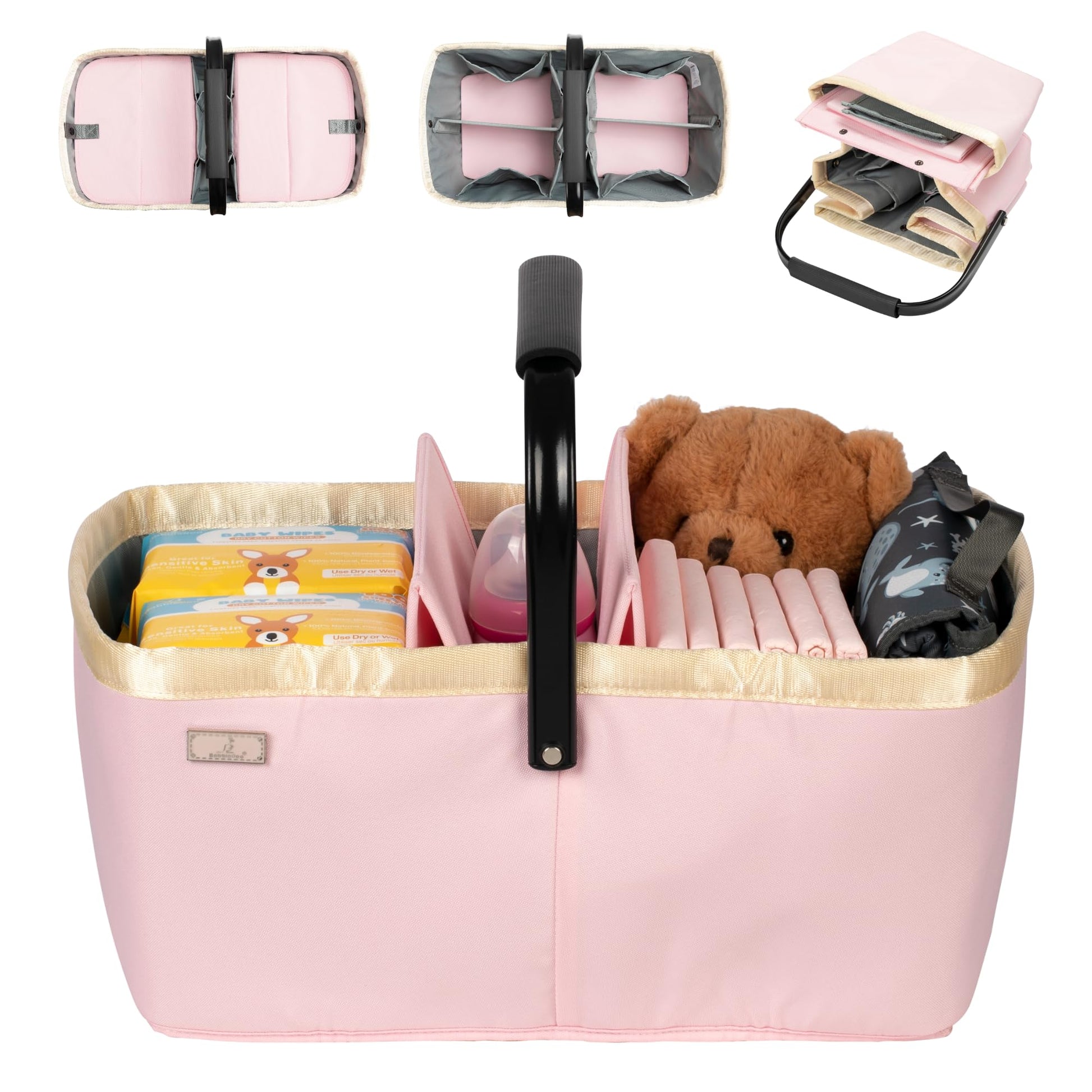 Babbleroo Diaper Caddy: Large Capacity Diaper Organizer Basket, Perfect For Storing Baby Wipes, Diapers & Baby Essentials. Spaci