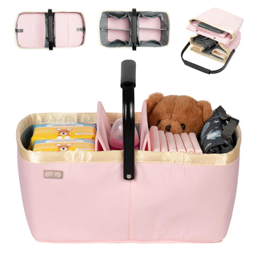 Babbleroo Diaper Caddy: Large Capacity Diaper Organizer Basket, Perfect For Storing Baby Wipes, Diapers & Baby Essentials. Spaci