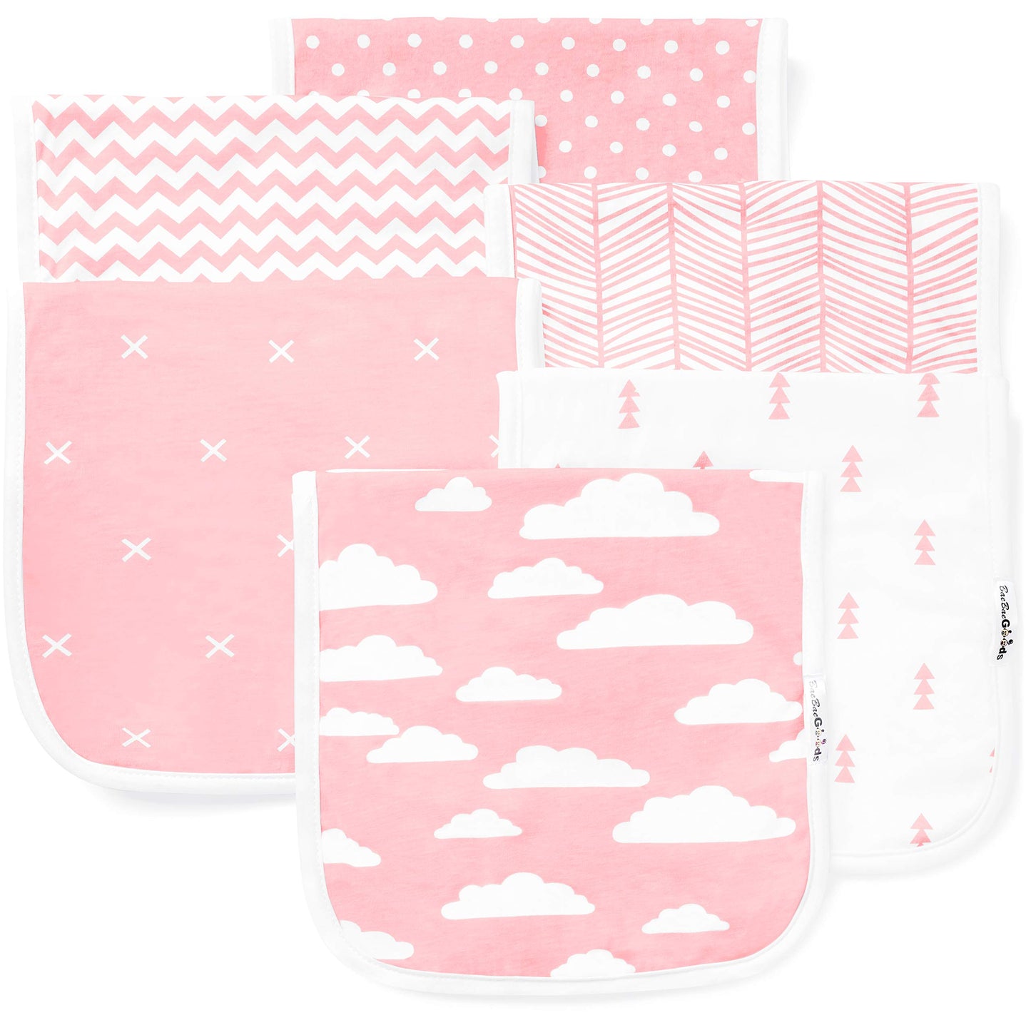 BaeBae Goods Burp Cloths for Baby Girl - Ultra Absorbent Burping Rags - Anti Shrink Unisex Burpy Clothes - Super Soft Jersey Cot