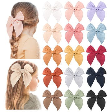 Niceye Pack Of 15 Fable Girls Hair Bows Cotton Linen Alligator Hair Clips Or Little Girls Toddlers Kids Neutral Handmade Hair Ac