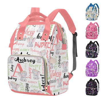 M Yescustom Custom Diaper Bag Backpack For Girls Large Capacity With Pockets Pink Animal Personalized Baby Diaper Bags For Mom W