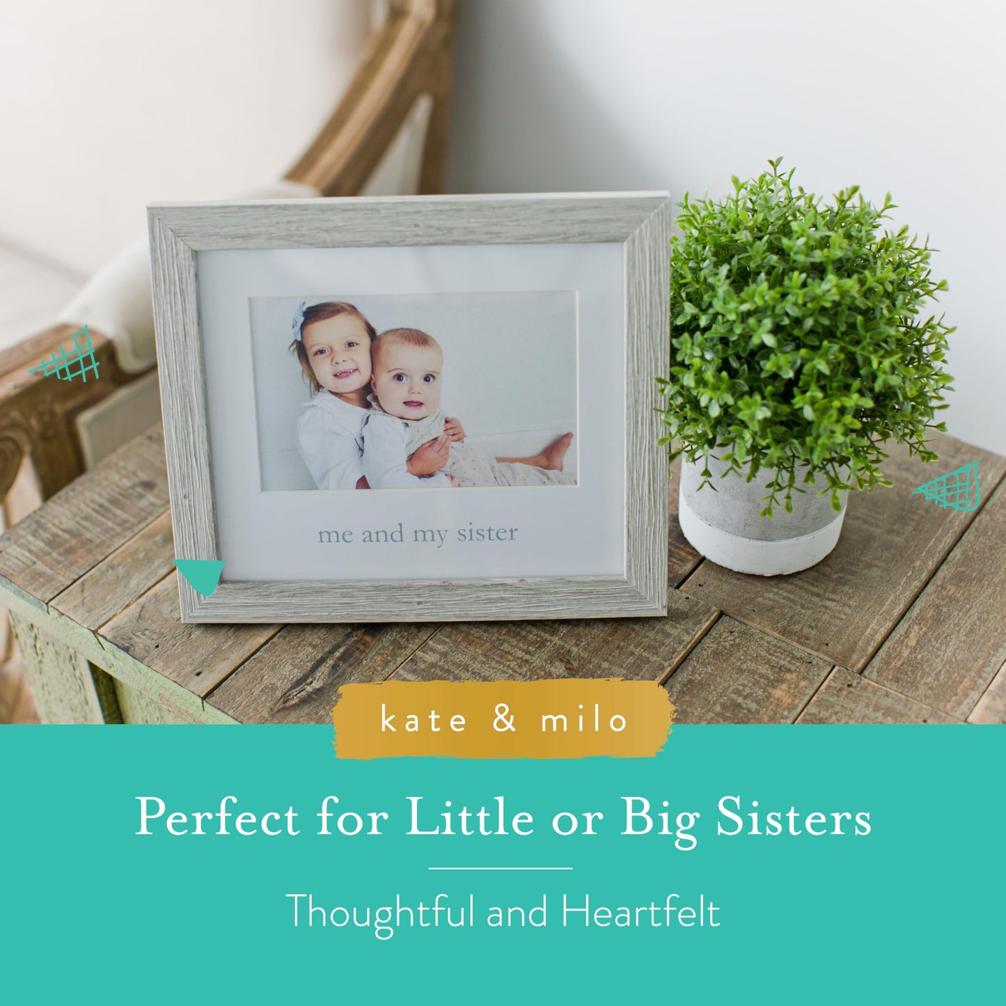 Kate & Milo Rustic Me & My Sister Frame, Sibling Keepsake, Ideal Little Or Big Sister Gift, Gender Neutral Nursery Decor