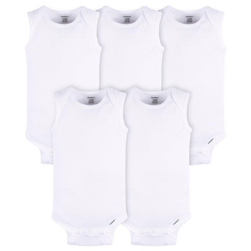 Gerber Unisex Baby Multi-Pack Sleeveless Onesies Bodysuit White 0-3 Months