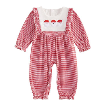 Doisbetthsay Baby Girl Romper Long Sleeve Jumpsuit Hearts Infant Newborn Clothes My First Valentines Baby Girl Outfit (Santa Red