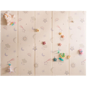 Nuby Reversible Baby Floor Mat - Foldable And Lightweight Baby Play Mat For Floor - Easy Storage And Travel - Stars And Sky