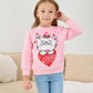 Akyzic Cat Sweatshirt For Girls Long Sleeve Crewneck Heart Print Shirt Toddler Valentines Day Outfit Love Tops Kids Heart Sweate