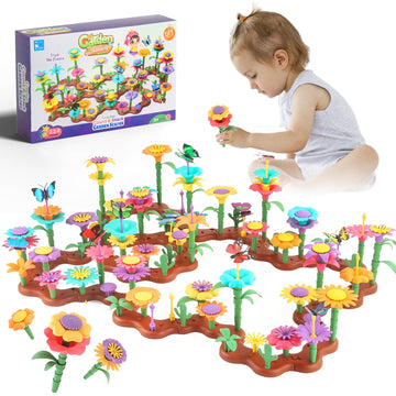 224PCS Childrens Flower Garden Building Toy Set, Theme: Garden Design Game, Suitable for Girls Aged 3-8, STEM Preschool Childre