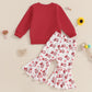 Nokpsedcb Baby Boy Girl Cute Letter Embroidery Long Sleeve Sweatshirt And Elastic Long Pants Toddler Valentine Outfits (Red Xoxo