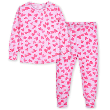 Gerber Unisex Baby Toddler Buttery Soft 2-Piece Snug Fit Pajamas With Viscose Made From Eucalyptus, Heart Felt, 12 Months