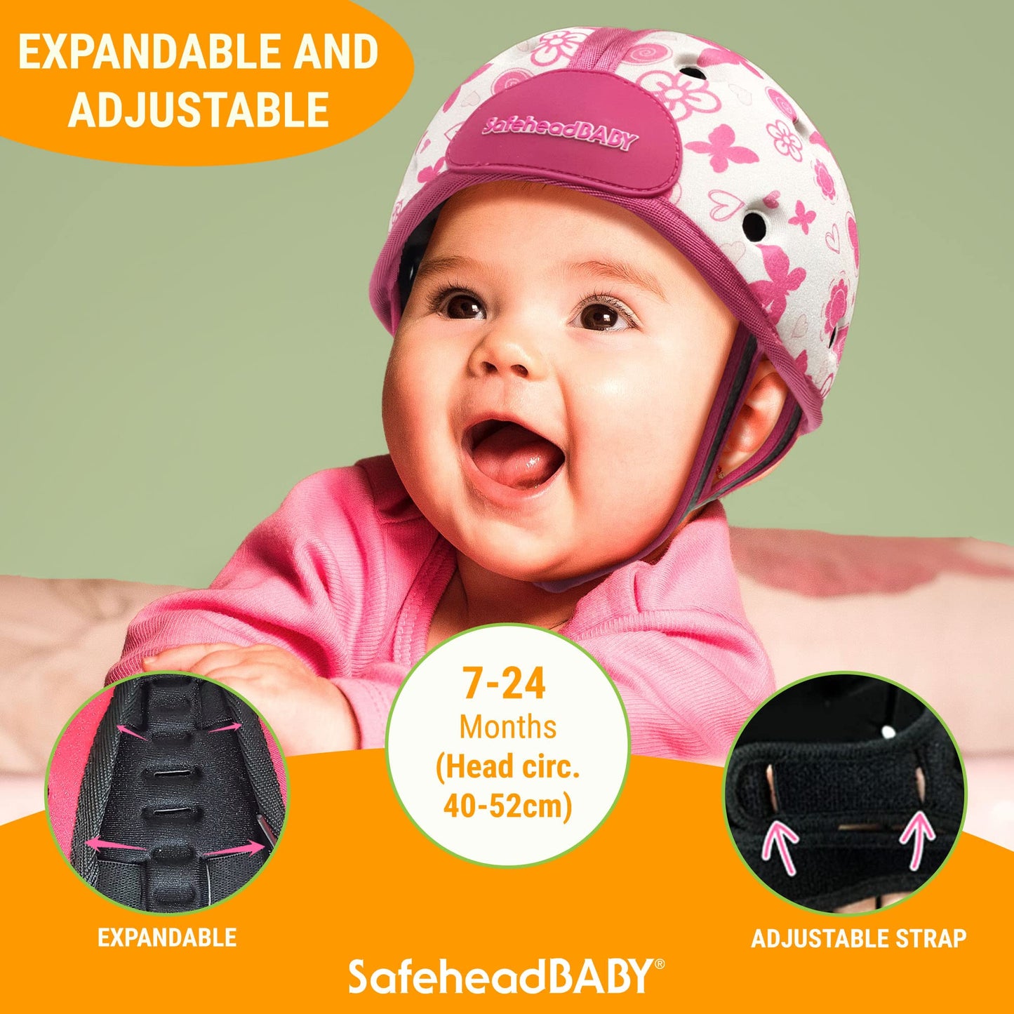 Safeheadbaby: Award-Winning Infant Safety Helmet, Baby Crawling And Walking Helmet, Toddler Head Protection, Expandable And Adju