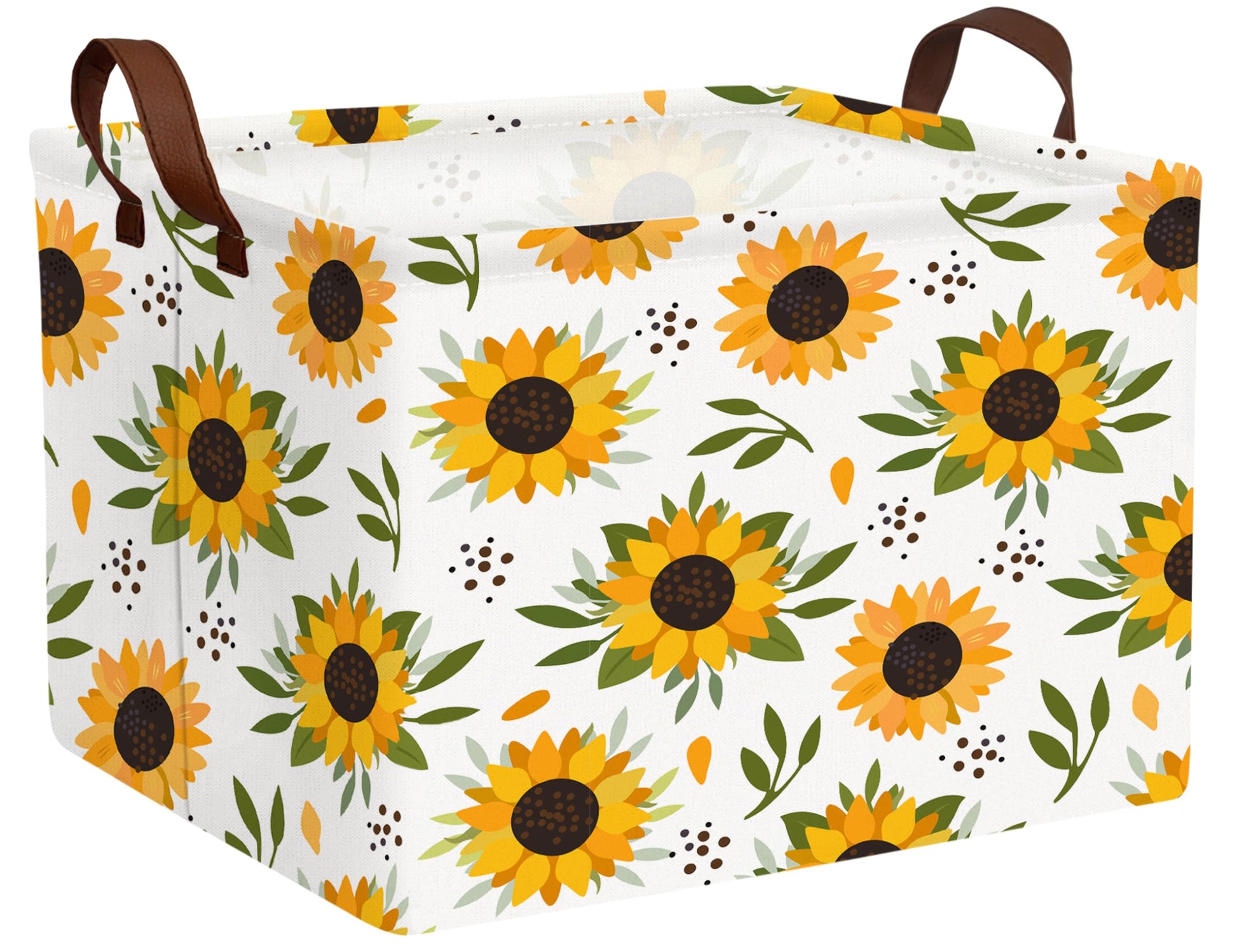 BOOHIT Sunflower Empty Gift Storage Basket Collapsible Canvas Baby Toy Bin Decor(Yellow)