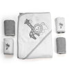 Spasilk Baby Cotton Terry Hooded Towel & Washcloth Bath Shower Set For Newborns And Infants, Gray Lion