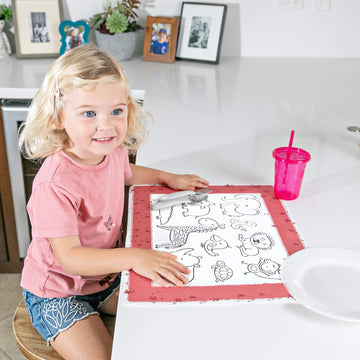 Healthy Habits By J.L. Childress Colorme Disposable Placemats, 24 Pack - Paper Stick-On Placemats With Coloring Fun - Airplane T
