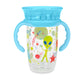 Nuby 360 Edge 2 Stage Drinking Rim Cup With Removable Handles & Hygienic Cover: 10 Oz/ 300 Ml 12M+ Space Aqua 80809
