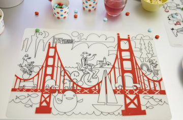 Modern-Twist 10 X 14 Reusable, Waterproof Coloring Mark-Mat Sheet For Kids, 100% Food-Grade Silicone, Pack Of 1, San Francisco