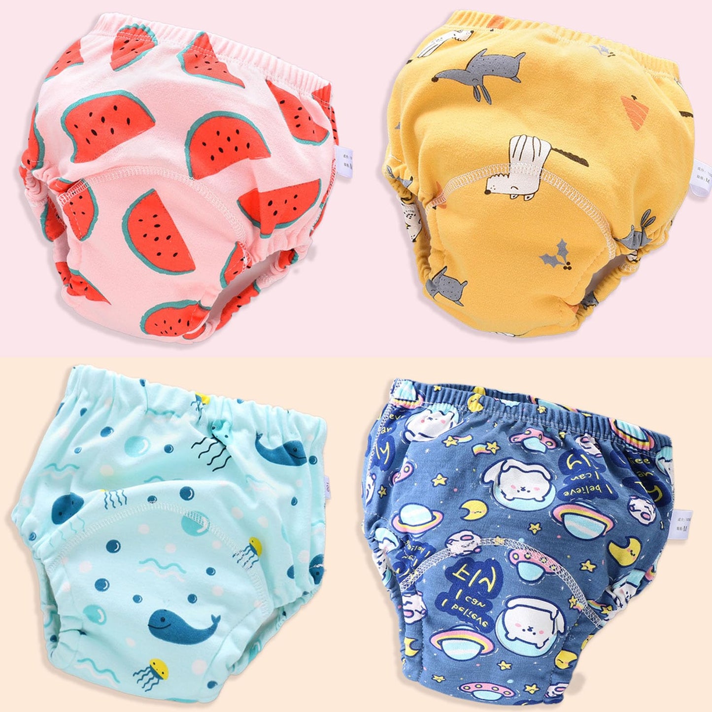 Upairy Training Underwear For Girls & Boys - Potty Training Pants For Toddlers (4Pcs C, Medium)