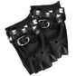 Skeleteen Fingerless Faux Leather Gloves - Black Biker Punk Gloves With Belt Up Closure And Rivet Design For Women And Kids