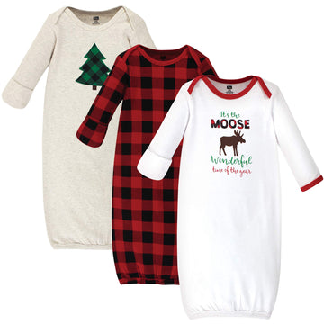 Hudson Baby Unisex Cotton Gowns, Moose Wonderful Time, 0-6 Months